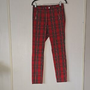 H&M Vibrant Red Tartan Trousers